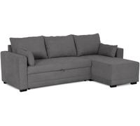 Sofá-cama chaise longue reversible budwing leah gris oscuro - 3 plazas - 233x124x69 cm