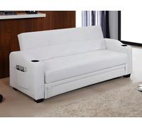 Sofá cama clic-clac de piel sintética MIRELLA - Blanco