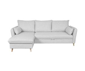 Sofá cama con chaise longue a la derecha y canapé gris claro - DRISS