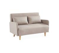 Sofá cama con patas de madera de 2 plazas beige - 131x75x81 cm