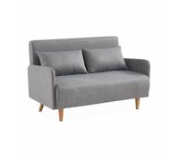 Sofá cama con patas de madera de 2 plazas gris claro - 131x75x81 cm