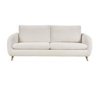 Sofá cama convertible 3-4 plazas en tejido efecto terciopelo beige con colchón de 10 cm LEANDRE