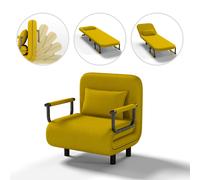 Sofá Cama Convertible 5 en 1 Mejorado con Reposapiés Cuadrado, Silla Sofá Individual a Cama Individual, Mueble Multifuncional Moderno para Espacios Pequeños, , 60L X 68W X 85H Cm, Sofá Cama