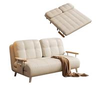 Sofá cama convertible con ajuste de respaldo de 5 niveles, diseño ergonómico, reposabrazos de acero inoxidable, piel encerada tamaño queen para sala de estar, oficina, apartamento