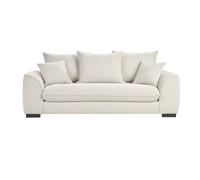 Sofá cama convertible de 3 plazas en tela efecto terciopelo beige con colchón de 12 cm ARMAND