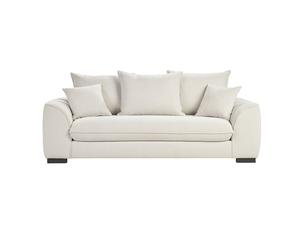 Sofá cama convertible de 3 plazas en tela efecto terciopelo beige con colchón de 12 cm ARMAND