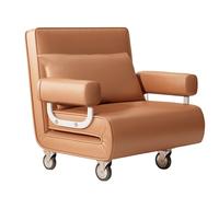 Sofa Cama Convertible Individual Plegable 3 en 1 Tejido Tecnológico Sofás de Salón con Ruedas Ajuste del Respaldo en 6 Niveles Cama de Invitados para Oficina Dormitorio Salón(Orange,186 * 87 * 26cm)