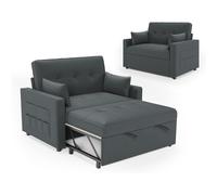 Sofá cama convertible - Sofá futón plegable con función de cama, respaldo reclinable de 5 posiciones y bolsillo de almacenamiento para espacios pequeños y apartamentos