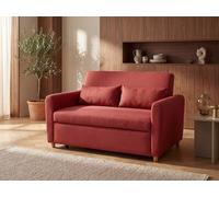 Vente-unique-Sofá Cama de 2 plazas de Tela Ayla - Rojo