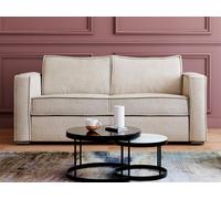 Sofá cama de 3 plazas de apertura rápida de pana beige LORETO