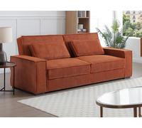 Sofá cama de 3 plazas de pana color terracota FINORO