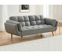 Sofá cama de 3 plazas de tela LOELINE - Gris jaspeado