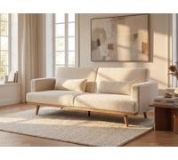 Vente-unique - Sofá Cama 3 plazas Esme - poliéster - Blanco