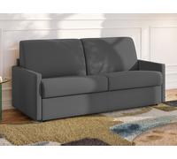 Sofá cama de 3 plazas de tela tipo italiano CALIFE - Gris - Somier de láminas de 140 cm - Colchón de 18 cm