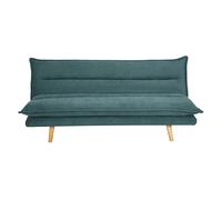 Sofá cama de 3 plazas en tejido chenilla texturado celadón y madera clara BINGO