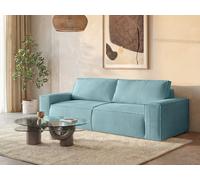 Sofá cama de 4 plazas de pana azul turquesa AMELIA