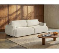 Sofá cama de 4 plazas en tela jaspeada beige MONELIA