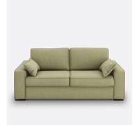 Sofá cama de algodón/lino, espuma HR premium, Cecilia. Talla 2 plazas. Color Verde