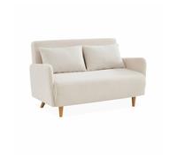 Sofá cama de borreguito blanco, 2 plazas crema - 131x75x81 cm 81 cm