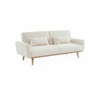Sofá cama de borreguito blanco, 3 plazas crema - 208x84x85 cm 84 cm