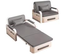 Sofá cama de cuero con cama extraíble, diseño insonorizado, sofá que ahorra espacio para sala de estar/dormitorio, marco de acero al carbono, cama de invitados