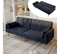 Sofá cama de dos plazas, sofá cama con función de dormir, sofá cama de terciopelo, 3 ángulos ajustables, ideal para sala de estar, dormitorio, cine en casa, habitación de invitados (negro)