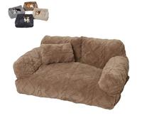 Sofá cama de felpa para mascotas, asiento esponjoso para mascotas con refuerzo elevado, nido para aliviar la ansiedad para perros y gatos, cojín con funda extraíble lavable y parte inferior