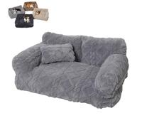 Sofá cama de felpa para mascotas, asiento esponjoso para mascotas con refuerzo elevado, nido para aliviar la ansiedad para perros y gatos, cojín con funda extraíble lavable y parte inferior