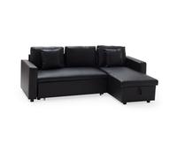 Sofá cama de polipiel 3 plazas color negro clark