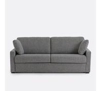 Sofá cama de tejido moteado con textura, espuma HR premium, Timor. Talla 2 plazas. Color gris claro