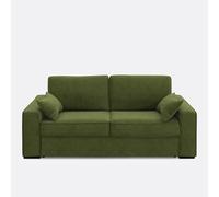 Sofá cama de terciopelo, espuma HR premium, Cecilia. Talla 3 plazas. Color verde aceituna