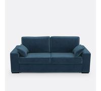 Sofá cama de terciopelo, espuma HR premium, Cecilia. Talla 4 plazas. Color azul de Prusia