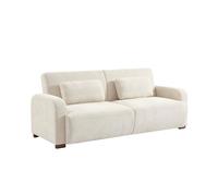 Sofá cama en tejido tela lisa de 3 plazas blanco roto - 211x92x85 cm