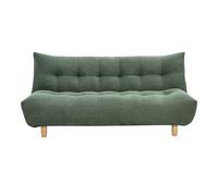 Sofá cama escandinavo de 3 plazas en tela de chenilla verde kaki y madera clara YUMI