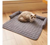 Sofá cama esponjoso para perro, protector de sofá calmante para mascotas con cojín de refuerzo suave, tapete de felpa lavable para perro, parte inferior antideslizante, funda de muebles para perros