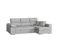 Miroytengo Sofá Cama Esquinero 3 Plazas Milano - Chaise Longue Derecho con Almacenaje, Asientos deslizantes, Gris 260x98x98 cm