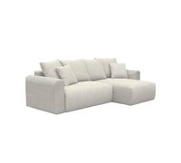 Sofá cama esquinero de pana fina, 3 plazas, almo pana, gris beige, 240x147x85 cm