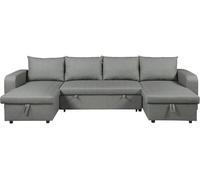 Sofá cama esquinero panorámico "victor" de tela - 4 plazas - gris