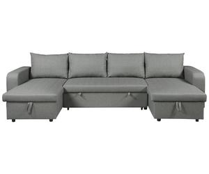 Sofá cama esquinero panorámico "victor" de tela - 4 plazas - gris