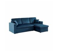 Sofá cama esquinero reversible con espacio de almacenamiento, 3 plazas azul - 220x146x83 cm