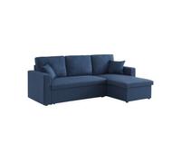 Sofá cama esquinero reversible con espacio de almacenamiento, 3 plazas azul - 220x146x83 cm