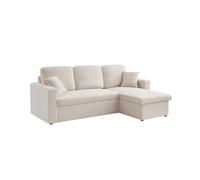 Sofá cama esquinero reversible con espacio de almacenamiento, 3 plazas, ida borreguito, crema, 220x146x83 cm 68 cm