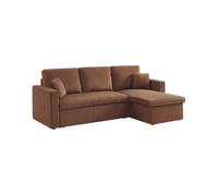 Sofá cama esquinero reversible con espacio de almacenamiento, 3 plazas, ida pana, óxido, 220x146x83 cm