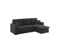 Sofá cama esquinero reversible con espacio de almacenamiento, 3 plazas negro - 213.5x136.5x83 cm
