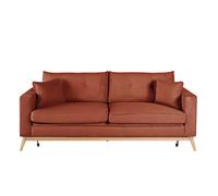 Sofá cama estilo escandinavo de 3 plazas de pana naranja cobrizo