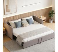 Sofá cama extensible 90/180 x 200 cm, cama de día extensible, con somier, cama funcional para salón dormitorio, sin colchón (gris)