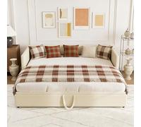Sofá cama extensible 90/180 x 200 cm, cama de día extensible, con somier, cama funcional para salón dormitorio, sin colchón (beige)