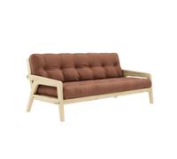 Sofá Cama Grab, Pino Lacado Transparente/759, Marrón Arcilla