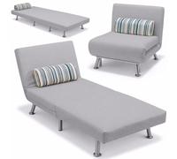 Sofá Cama Individual BAKAJI con Estructura de Metal, Tapizado en Tela, Respaldo Reclinable en 5 Posiciones, Tamaño 75x73x73cm