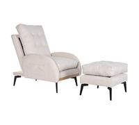 Sofa Cama Individual de 90 cm Beige con reposapies 108X71X103 cm